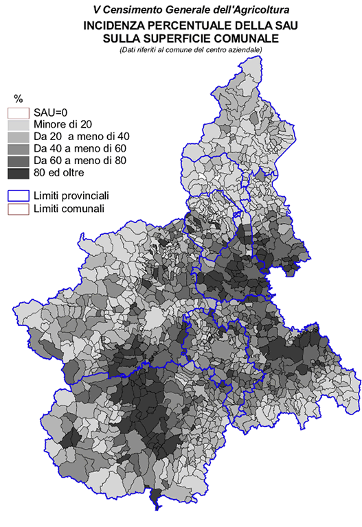 Incidenza percentuale della SAU sulla superficie comunale 
