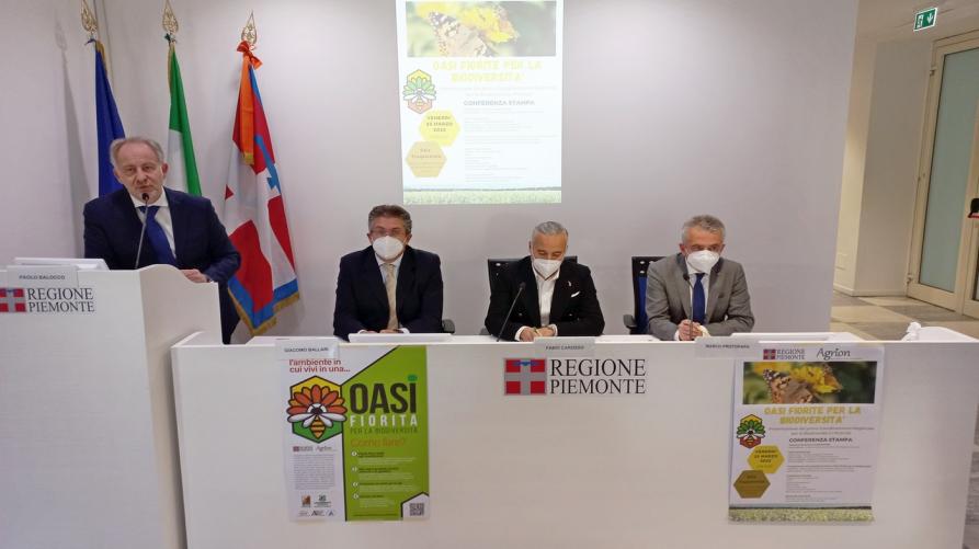 Il vicepresidente della Regione Fabio Carosso, l'assessore regionale all'Agricoltura Marco Protopapa e il presidente della Fondazione Giacomo Ballarè 