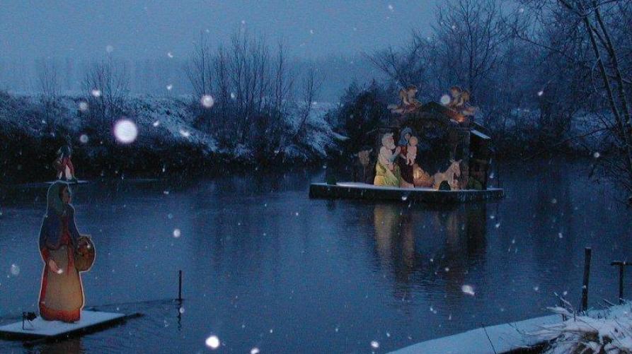 Villafranca Piemonte (TO). Presepe sul Po. Fotografia di "Amici del Po" tratta dal sito del Comune (2014)