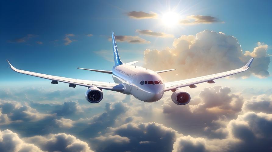 Illustrazione di un aereo in volo tra le nuvole 