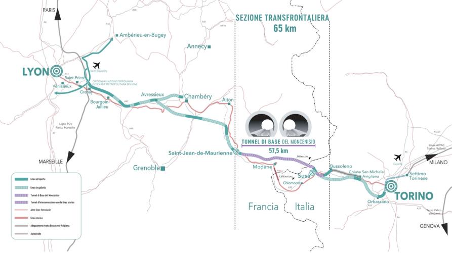 Il tracciato della Torino-Lione