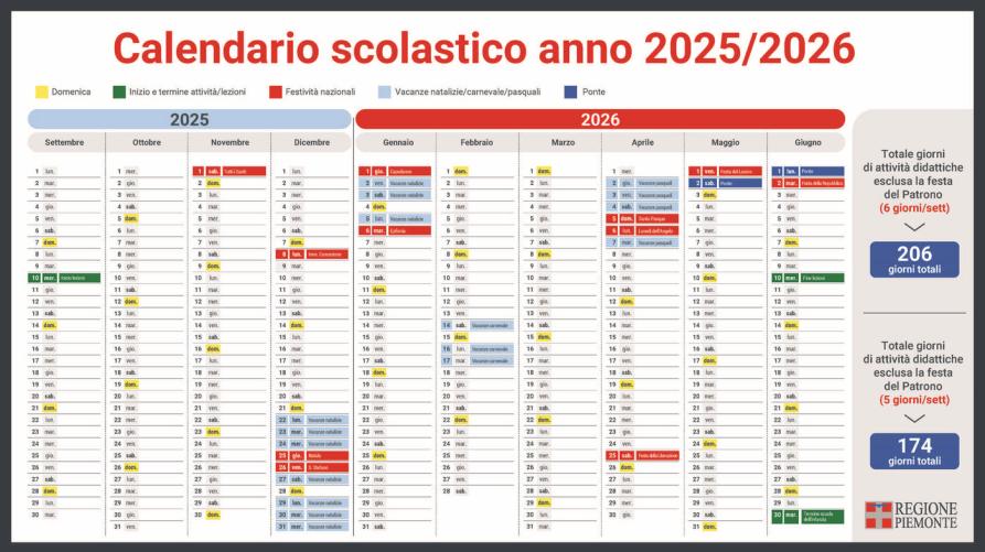 Il calendario scolastico 2025-2026 