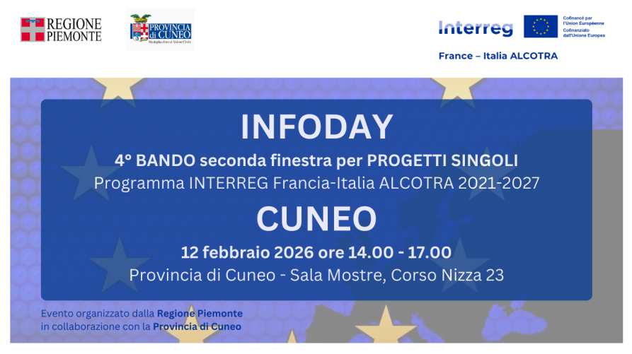 banner infoday Cuneo 12.02.2026 4 bando Programma Alcotra 