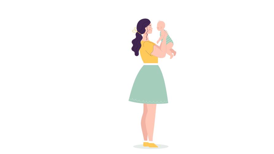 Donna con bambino in braccio 