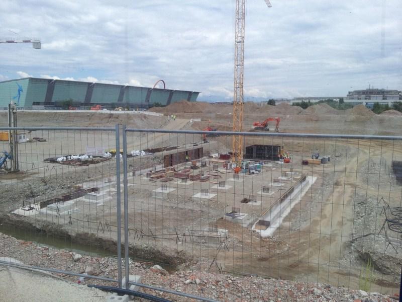 Sede Unica - L'allestimento della Terrazza sul cantiere, i lavori nel sito di costruzione