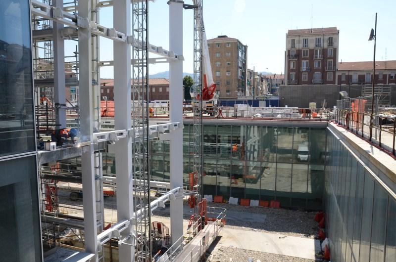 Sede Unica - Lavori sulla torre, anno 2014, la struttura delle vetrate 