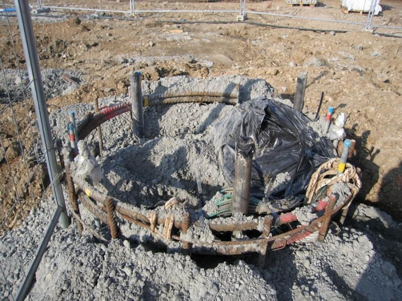 Sede Unica - Il cantiere a giugno 2012, la base del palo pilota 