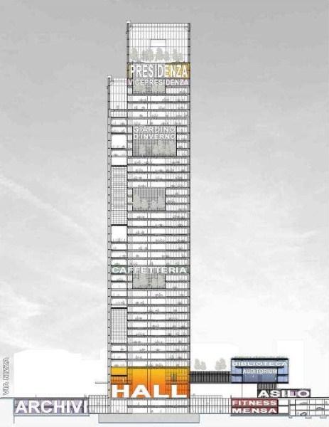 Rendering Sede Unica, la Torre per uffici 