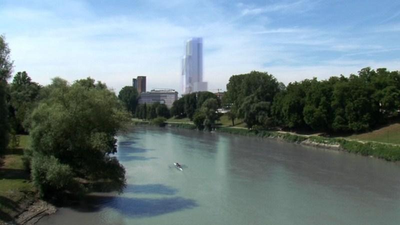 Rendering Sede Unica - Le viste dalla città, dal fiume Po