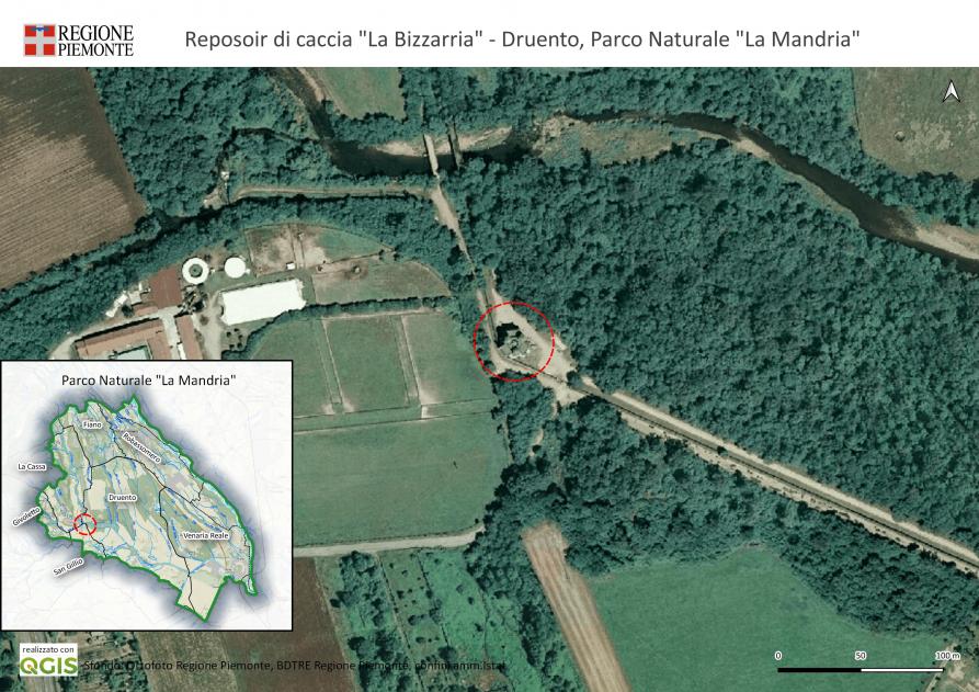 Localizzazione Casina di caccia "La Bizzarria"