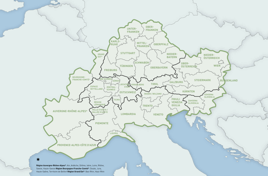 Area di cooperazione del Programma Interreg Spazio Alpino 2021-2027