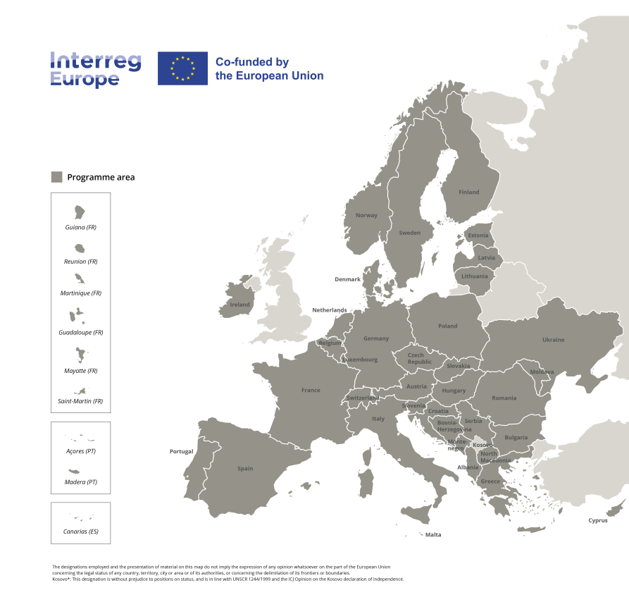 Area di cooperazione del Programma Interreg Europe 2021-2027