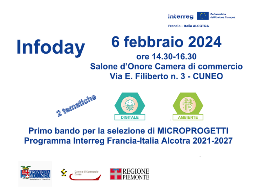 Infoday 1° bando microprogetti Alcotra-Cuneo 6.2.24