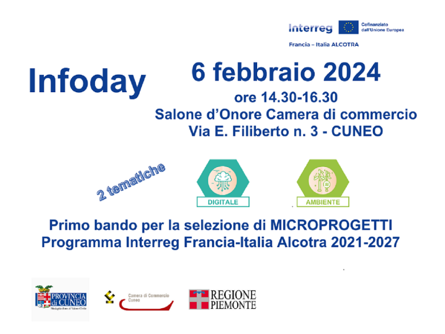 Infoday 1° bando microprogetti Alcotra-Cuneo 6.2.24 
