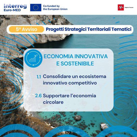 Economia innovativa sostenibile, 5° bando Euro-MED (immagine Regione Toscana NCP) 