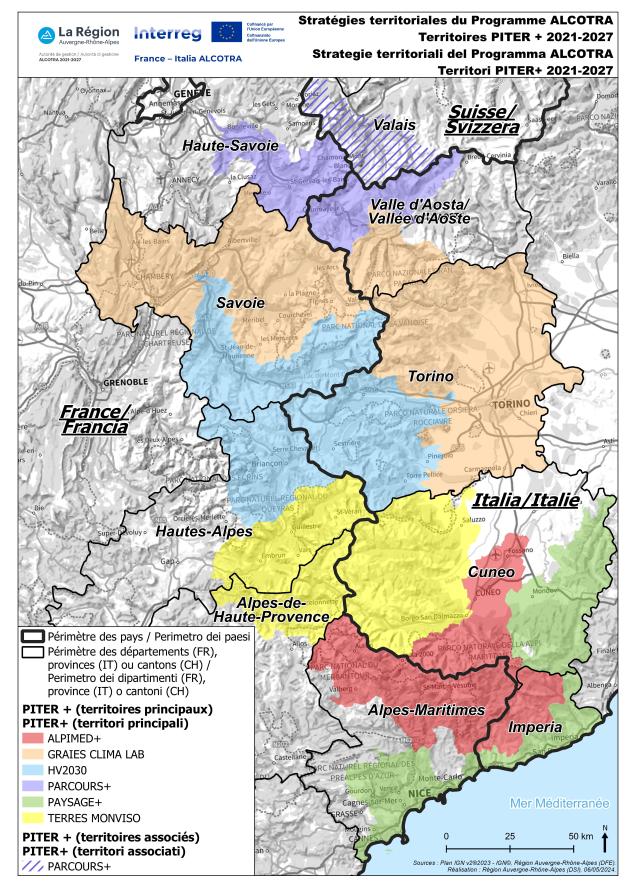 Carta dei territori ALCOTRA aderenti alle strategie PITER+ 